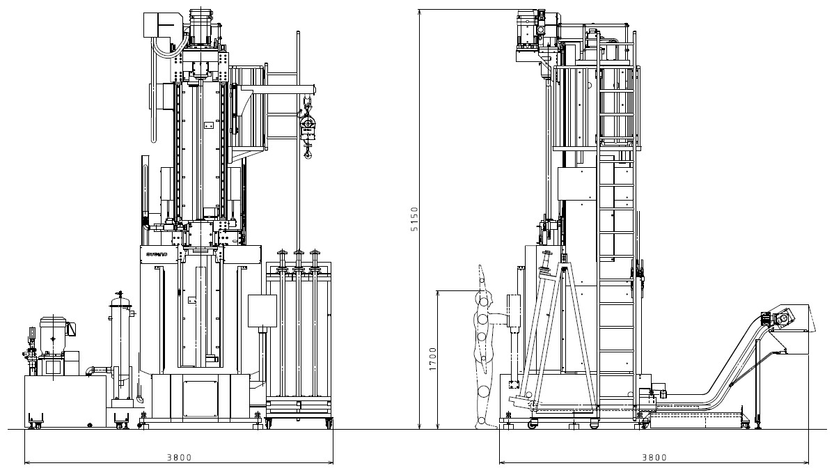 Sugino Skive Roller machine dimensions
