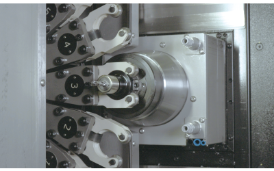 Automatic Tool Change magazine inside the Gigacasting machining center