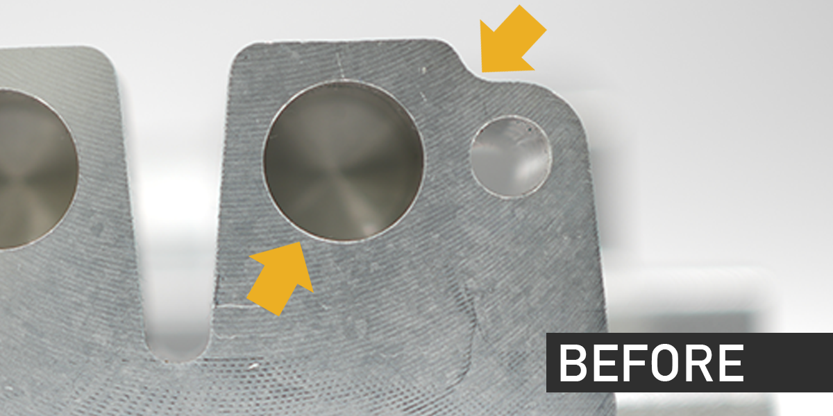 A workpiece BEFORE deburring with Sugino RDM-S robotic deburring